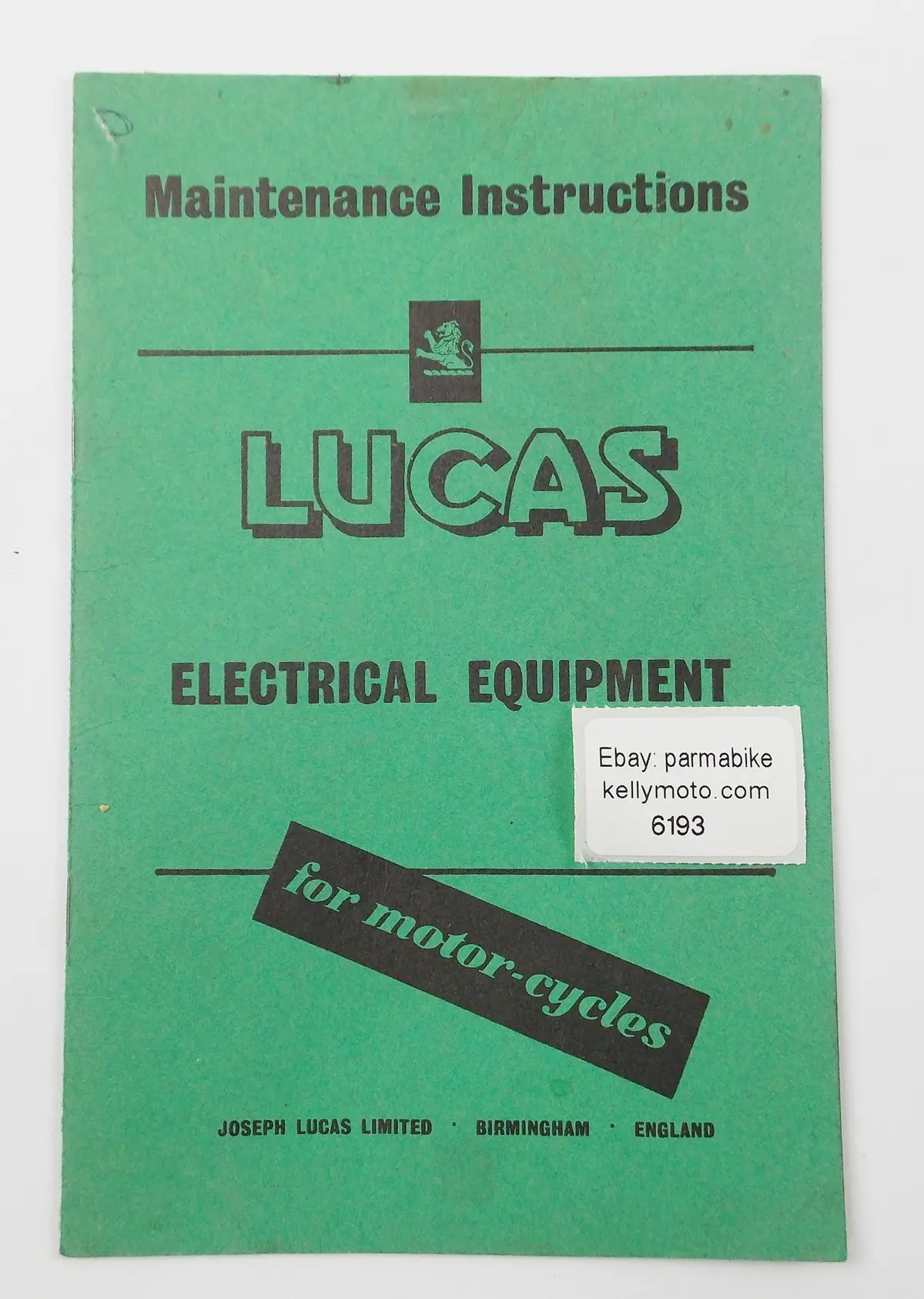 1960'S Lucas Motorcycle Electrical Equipment Maintenance Instruction Manual 1