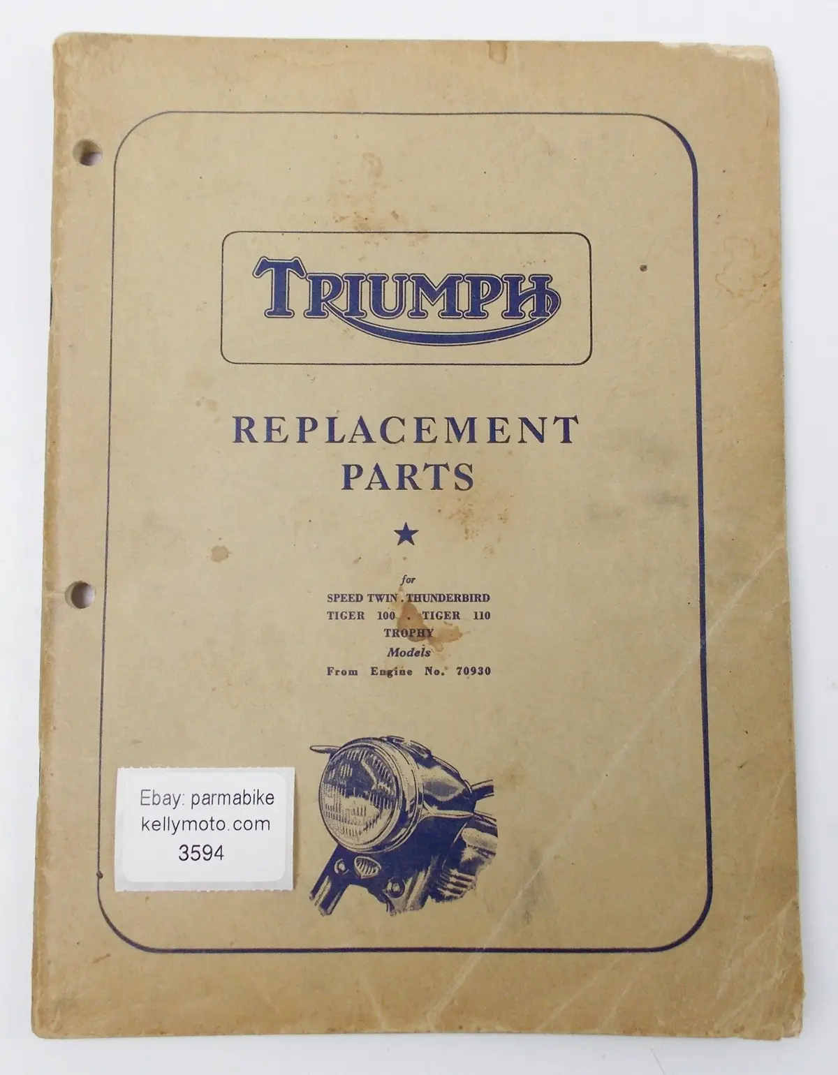 1956 Replacement Parts List Triumph 5T 6T T100 T110 Tr5 Tr6 From Engine No 70930 1