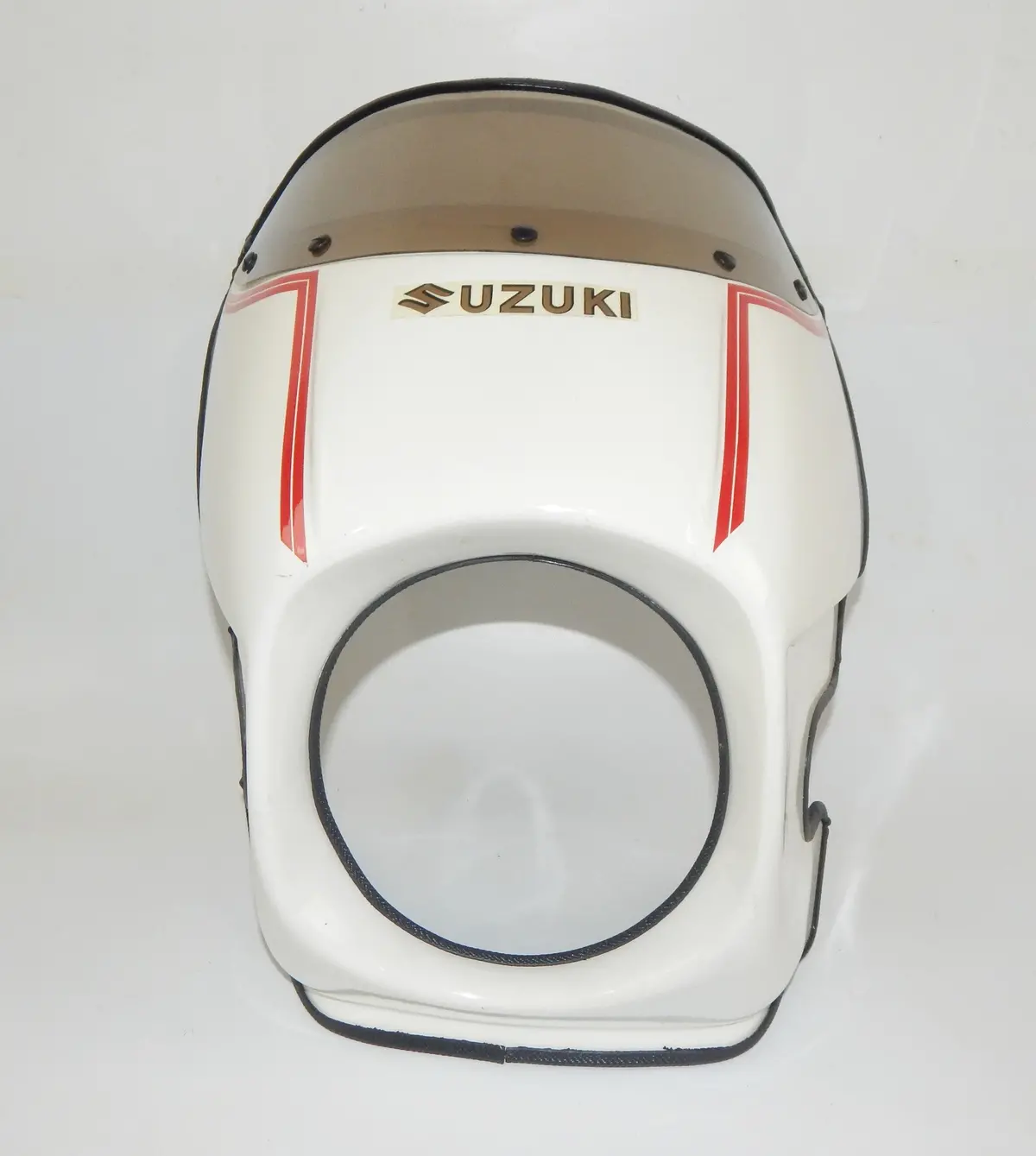 1990'S White Front Fairing Brown Windshield Screen Suzuki Gs Gt Rg Vintage W=13" 2