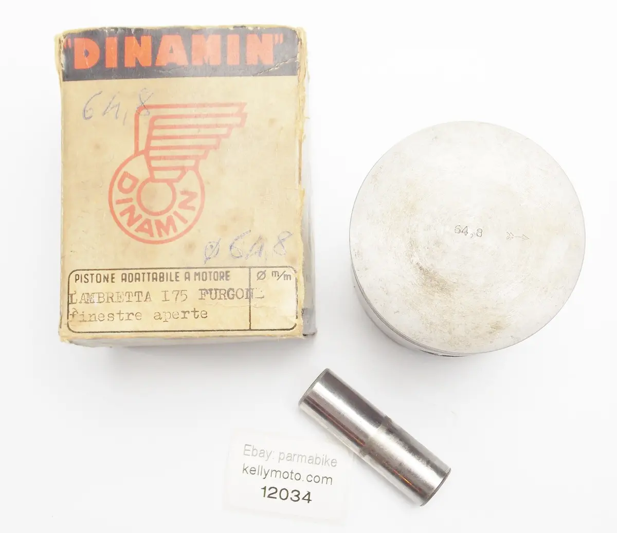 Nos Dinamin Piston + Pin Diameter 64.8 Mm Lambretta 175 Furgone Tri Servicar 1