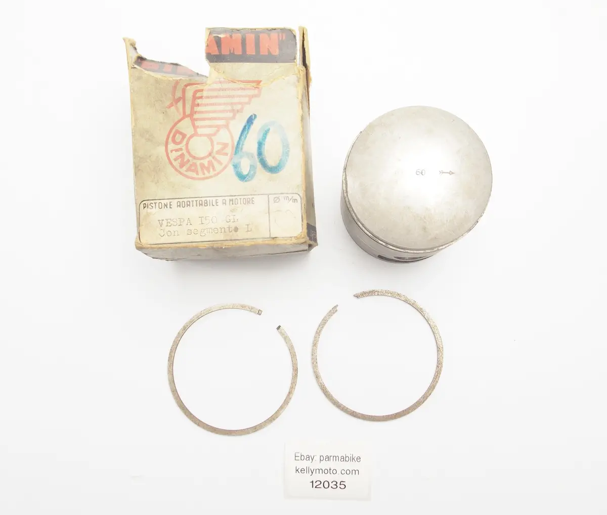 Nos Dinamin Piston + Rings Diameter 60 Mm Vespa 150 Gl Scooter 1