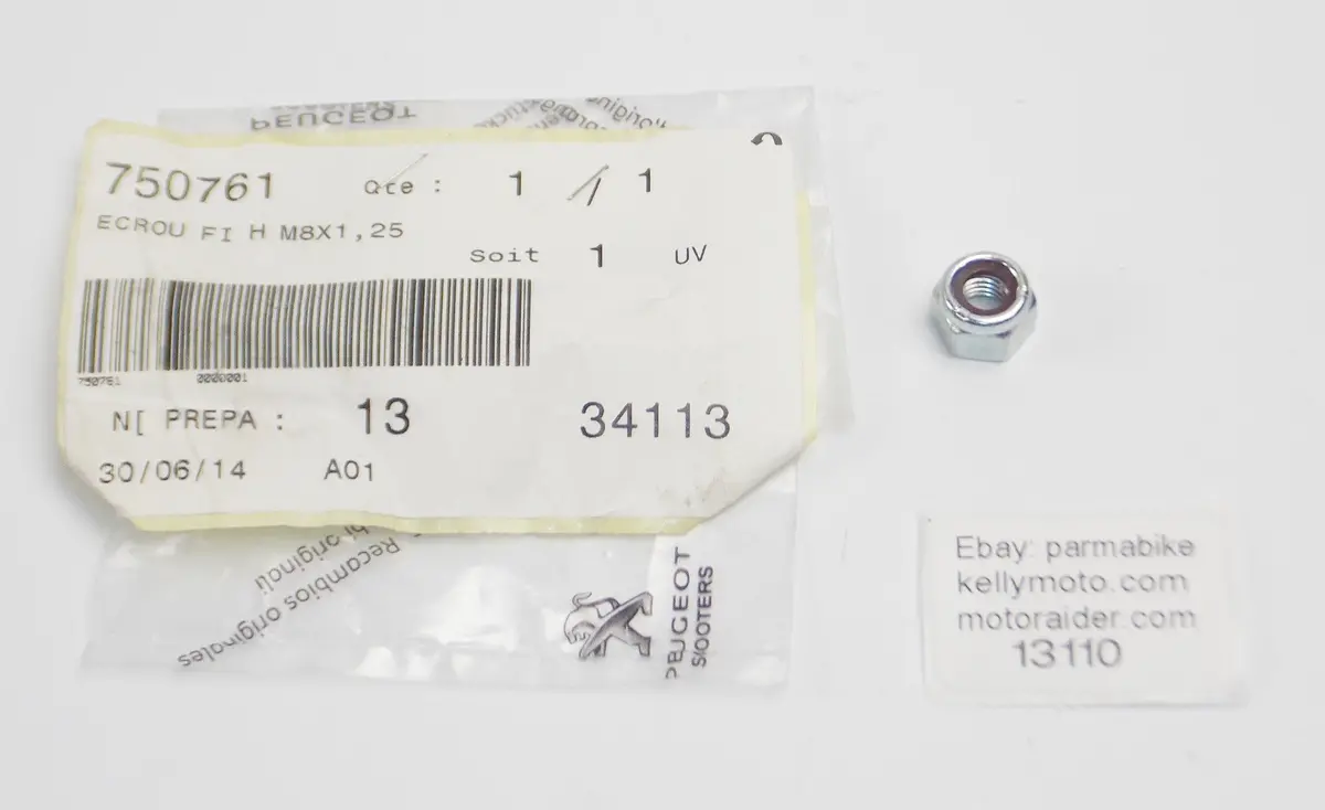 Oem Peugeot 1995-1997 Buxy 50Cc/ 1996 Speedbake 50 Cc Locking Nut # 750761 1