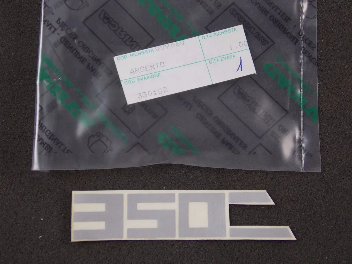 Nos Oem Morini 1980'S K2 350 Rh Front Fairing Sticker Decal "350" Silver 330182 1