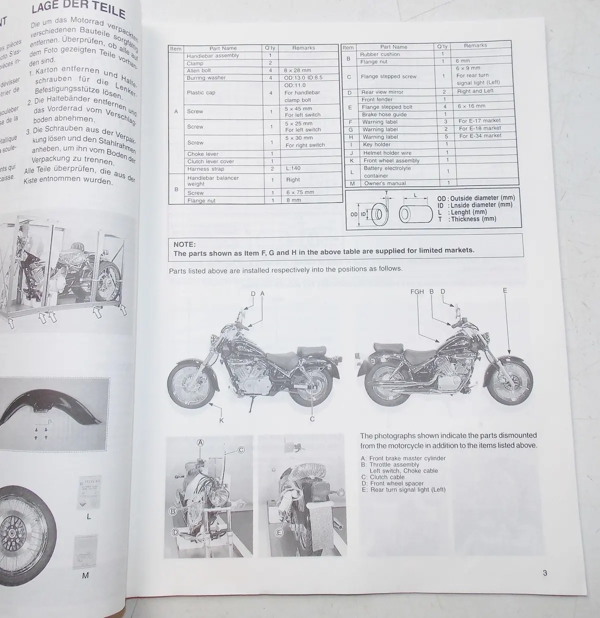 Used Suzuki 1999 Set-Up Manual Vl125y/Uy 99505-01060-011 2