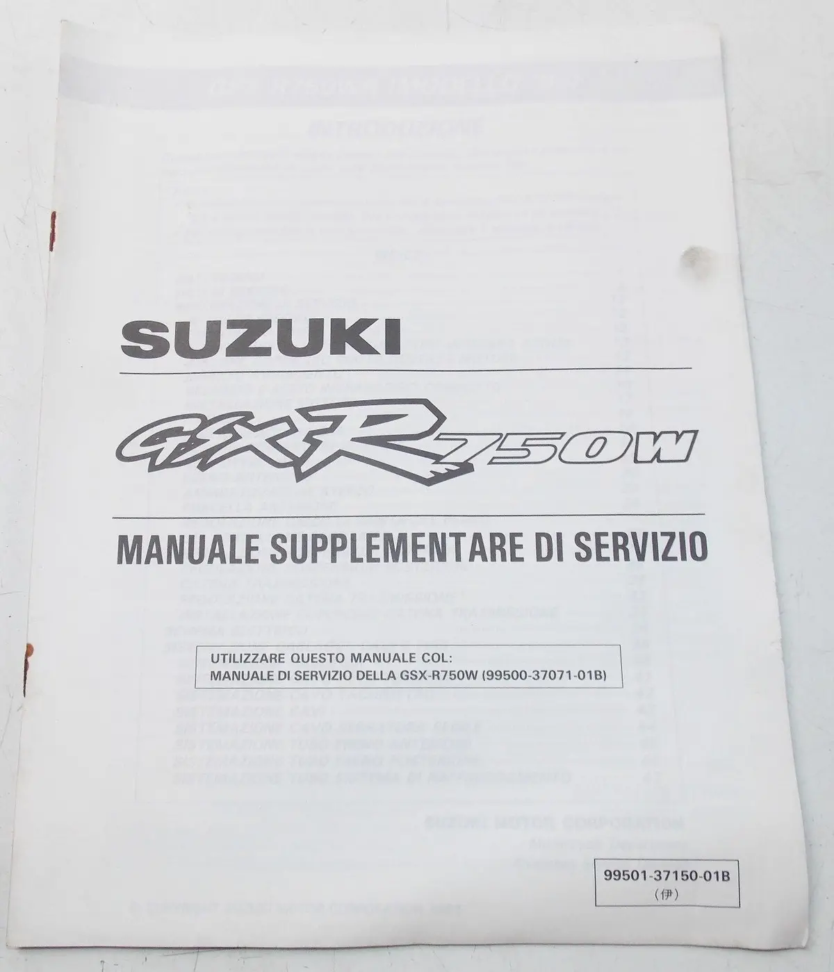 Used Suzuki 1993  Supplementary Service Manual Gsx-R750w  99501-337150-01B 1