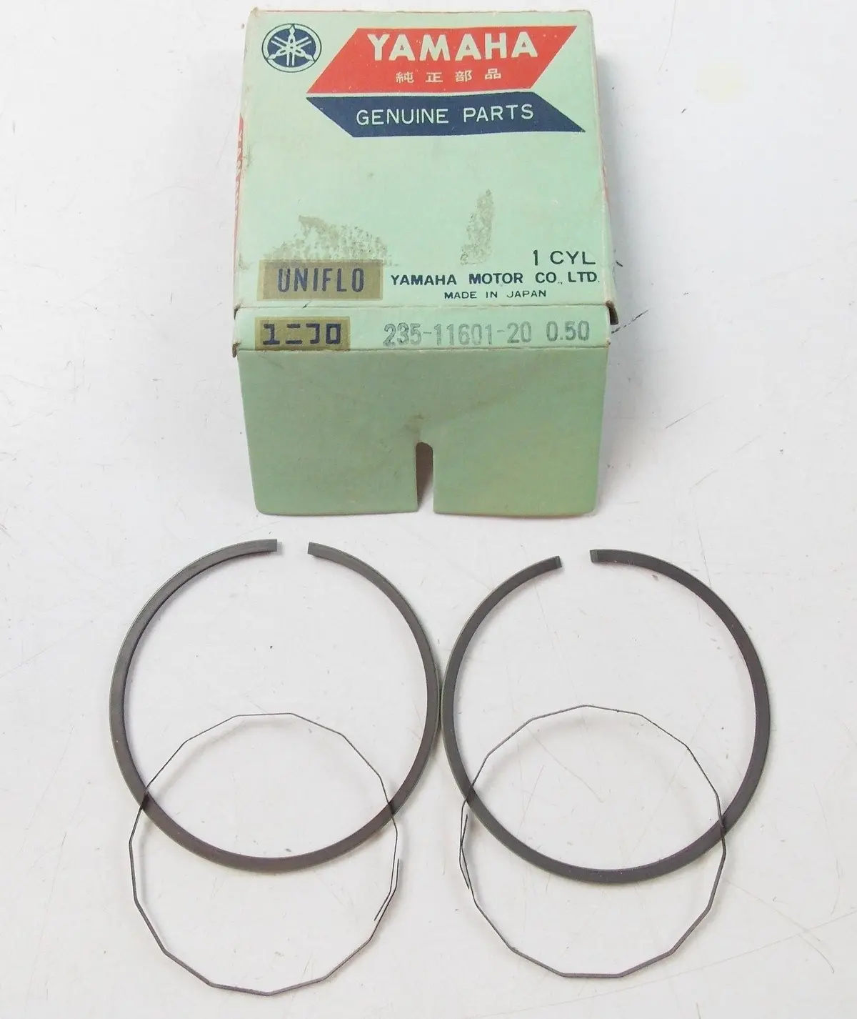 Nos Yamaha  1967-1969 Piston Ring Set 2Nd O/S 0.50 Yr1 R3 Sl351  235-11601-20 1