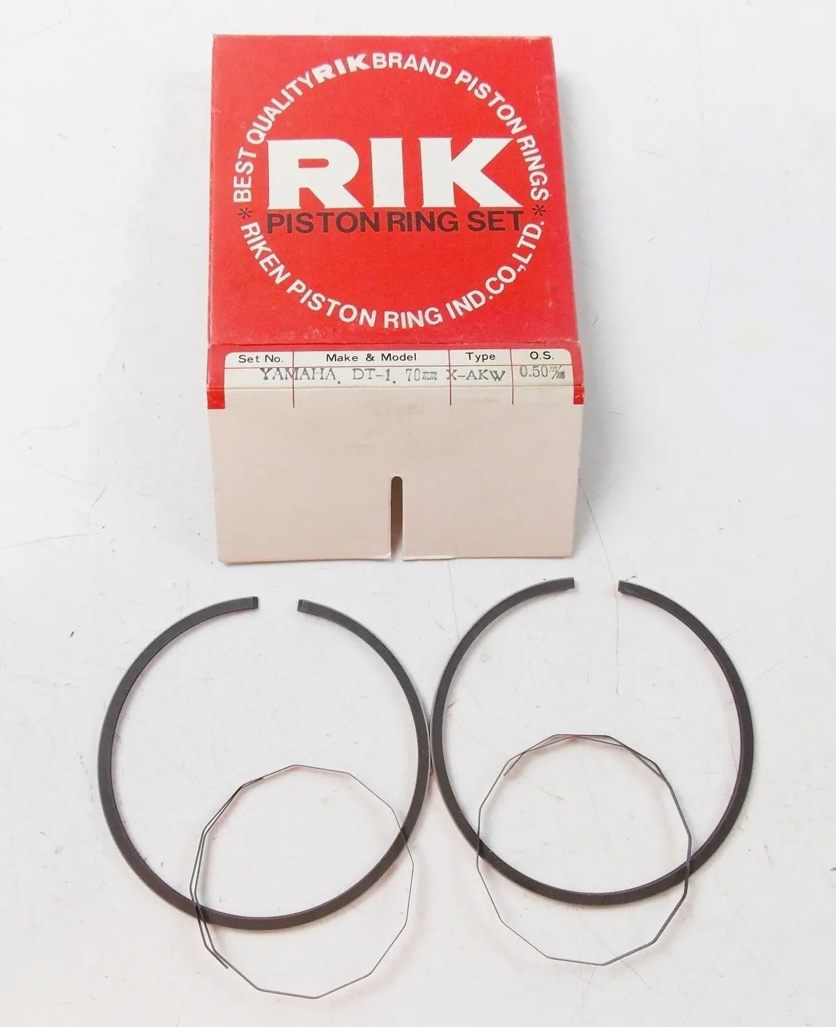 Nos Yamaha  1968 1969 1970 Riken Piston Ring Set 2Nd O/S 0.50 Dt-1 214-11601-20 1
