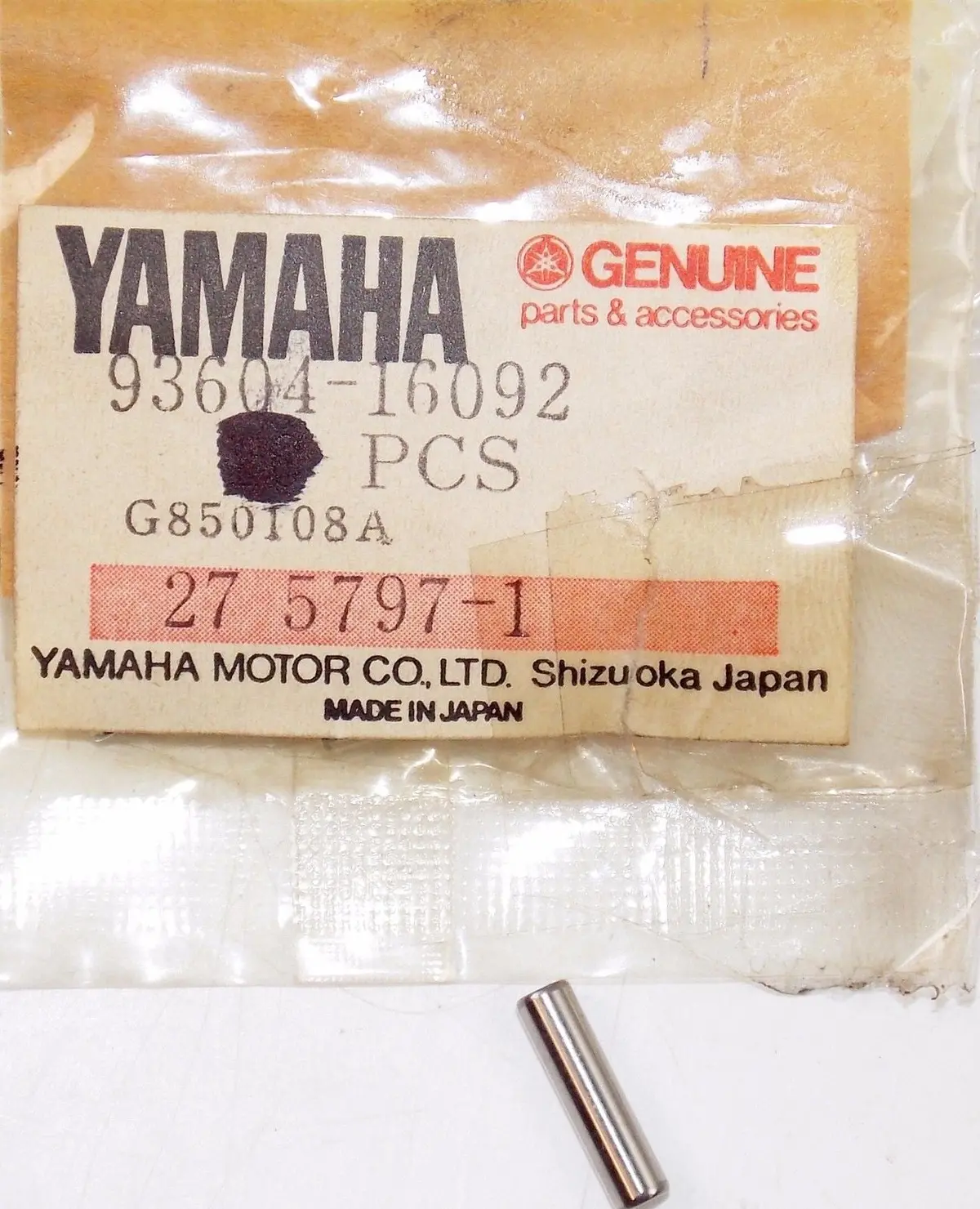 Nos Yamaha 1977-2016 1977 Tt500d Tt500d Sr500f Pin Dowel 93604-16092 1