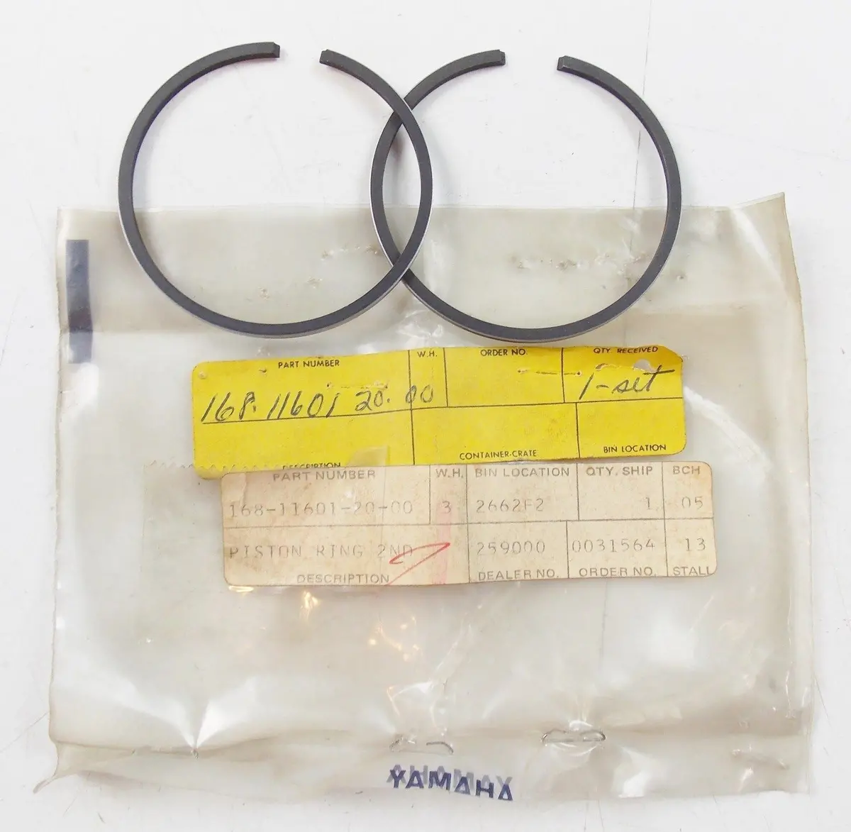 Nos Yamaha  1967-1969 Piston Ring Set 2Nd O/S 0.50 Yr1/2 R3 Sl351 168-11601-20 1