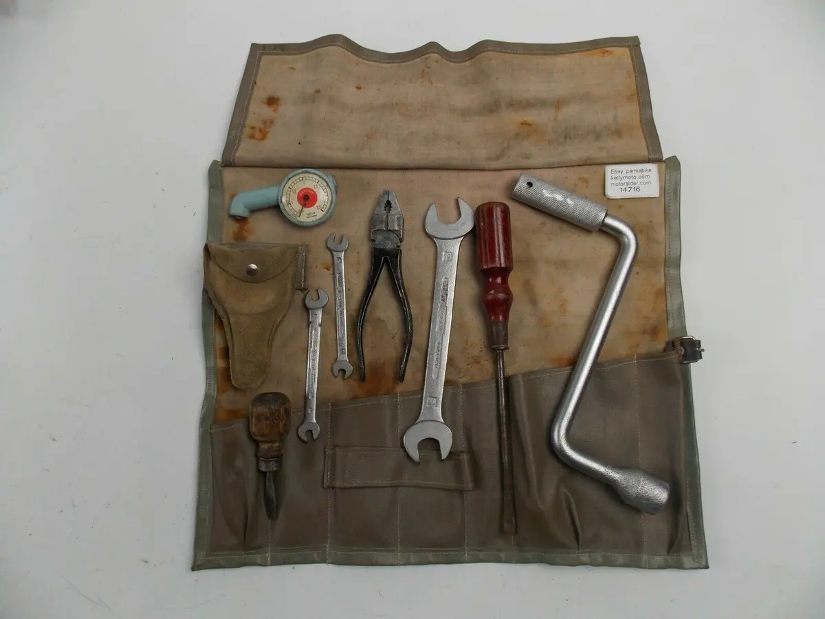 1950'S Porsche 356 Tool Kit Pouch Wrench Spanner Plier Crewdriver Pressure Gauge 2