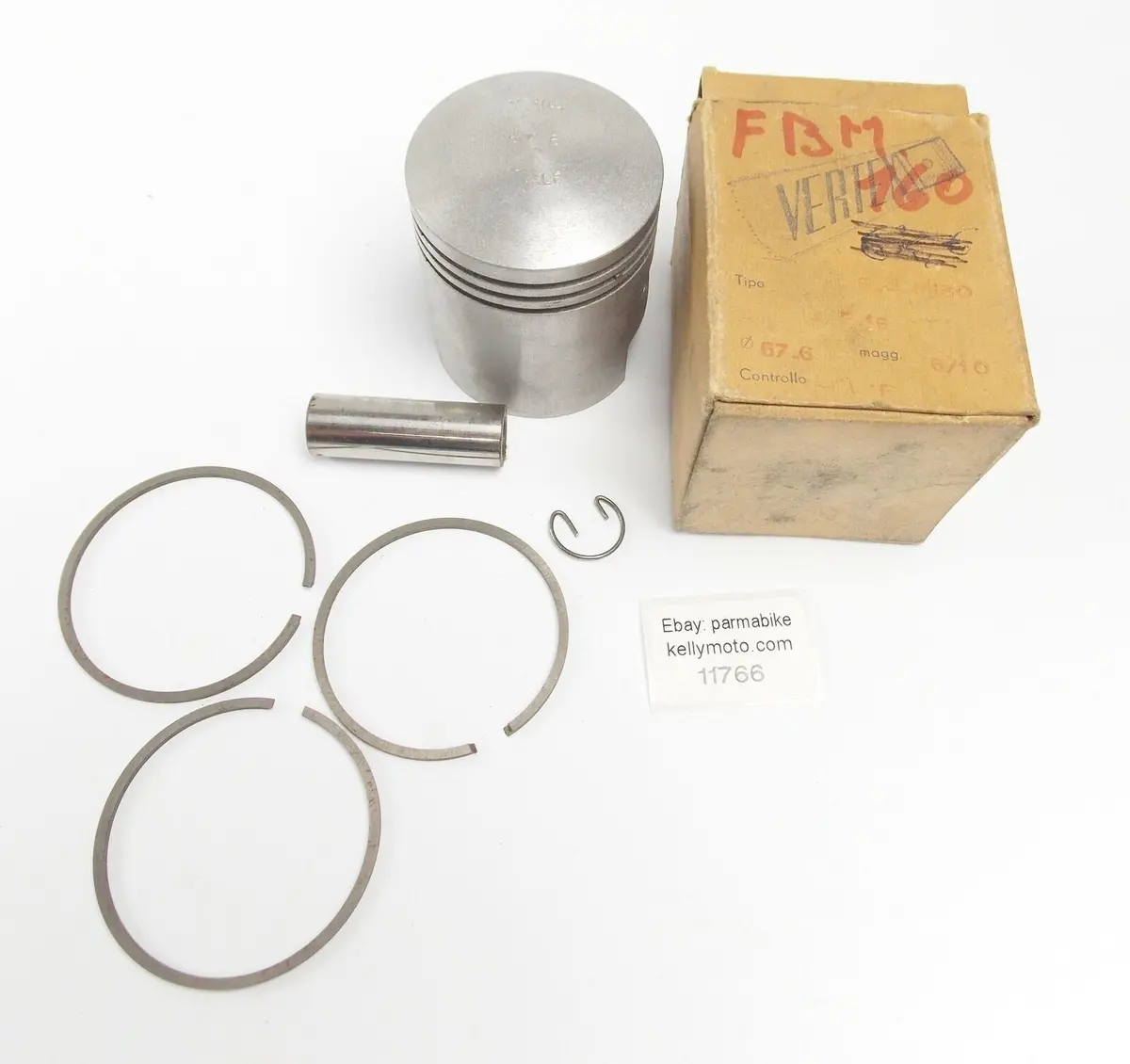 Nos Vertex Piston + Rings + Pin + Clip D. 57.6 Mm F.B. Mondial 160 Cc 1