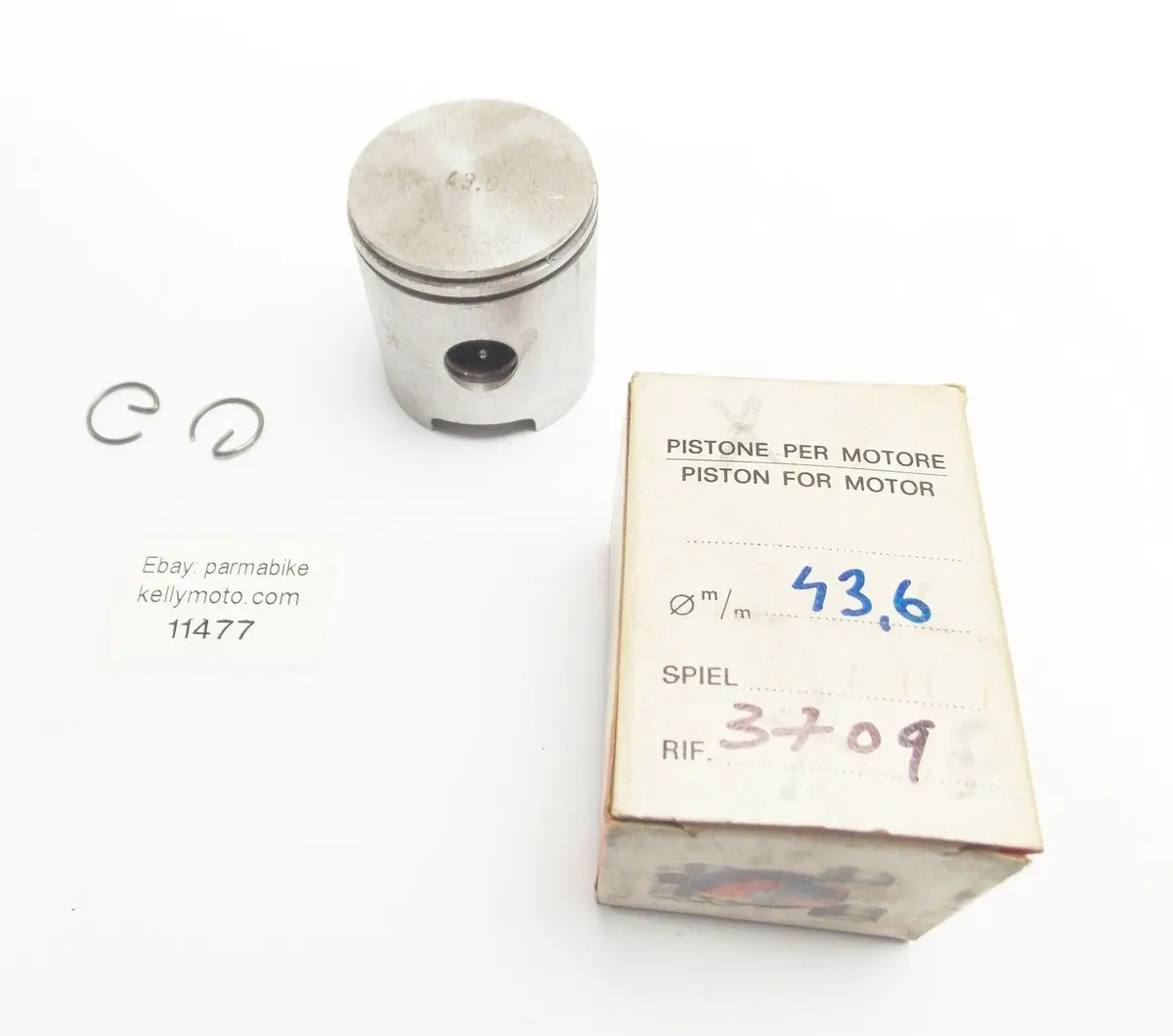 Nos Asso Werke 3709 Piston + Clips Diameter 43.6 Mm Benelli Mini Bike 1