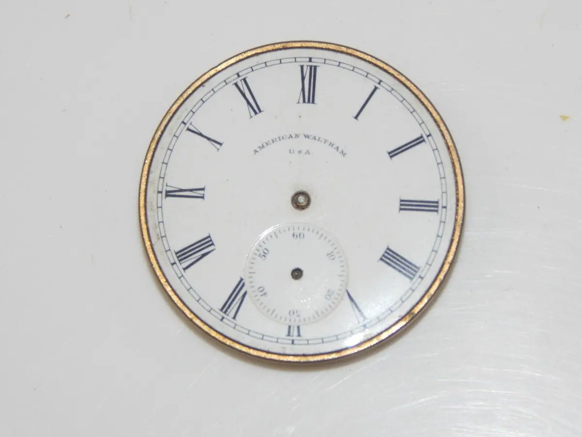 Vintage Pocket Watch American Waltham Usa D=41Mm Movement Dial For Parts 1