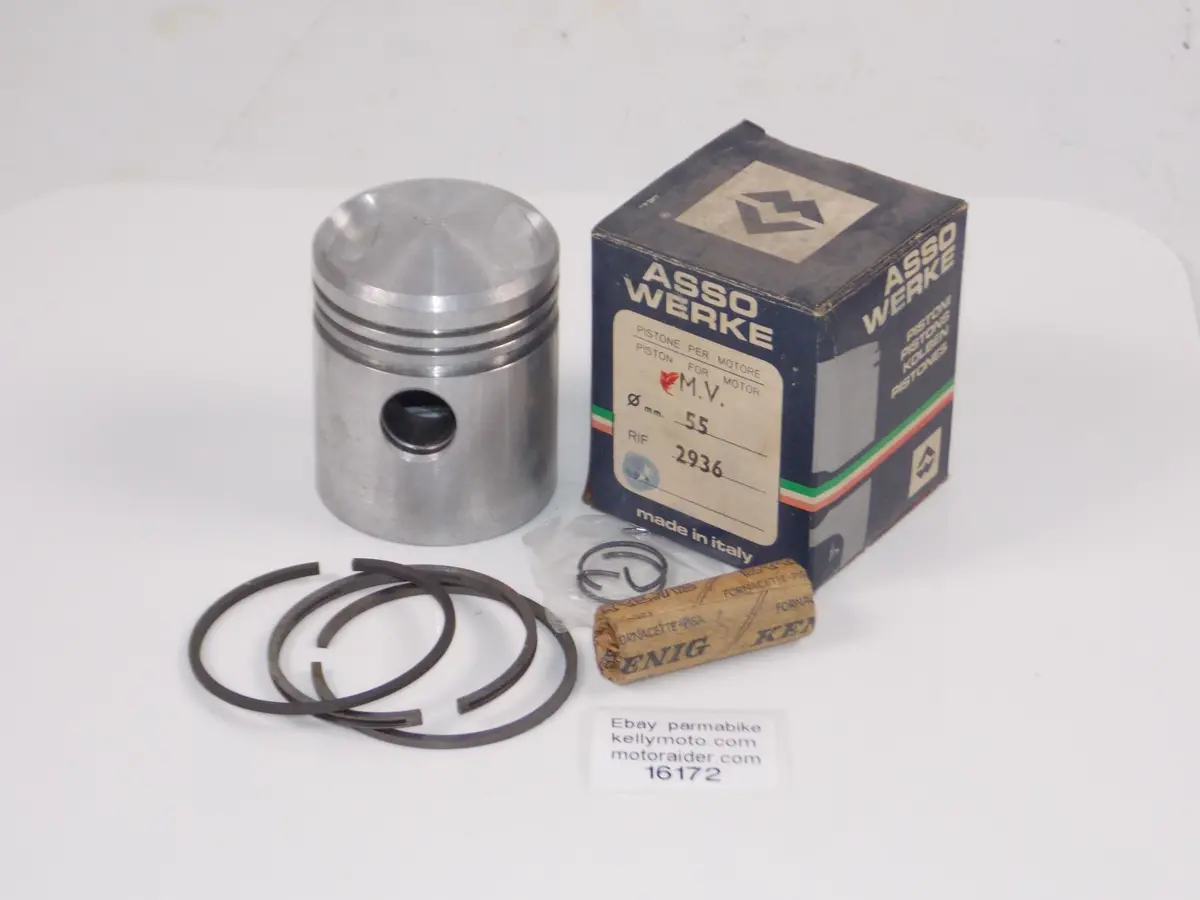 Nos Asso Werke 1462 Piston 55 Mm Mv 2936+Rings+Circlips+17Mm Pin Vintage 16172 1