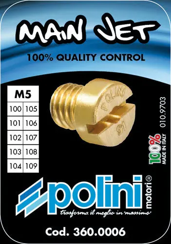 Polini 5Mm Main Jet Kit For Dellorto Phbg Carburetors  Sizes 100-109 1