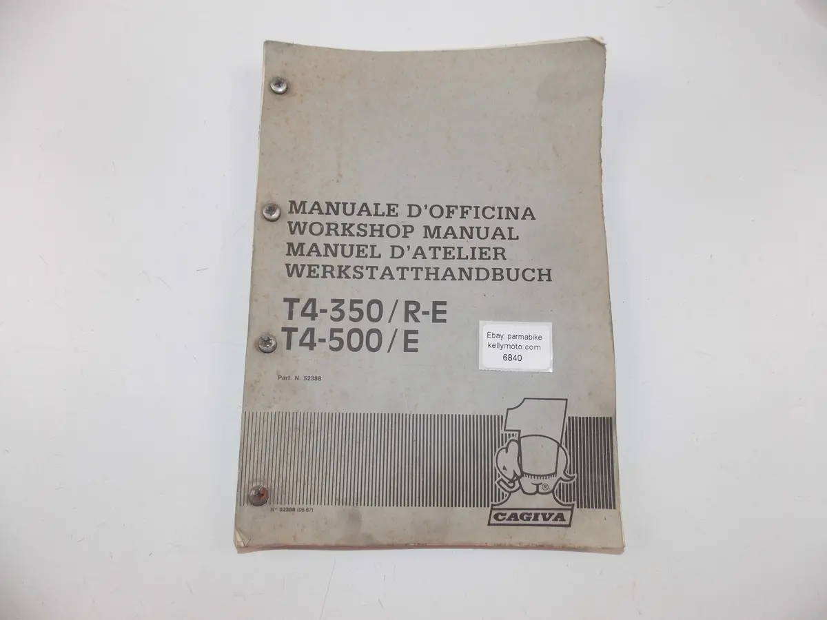 06/1987 Workshop Manual Cagiva T4-350R-E T4-500/E Italian Engish French German 1