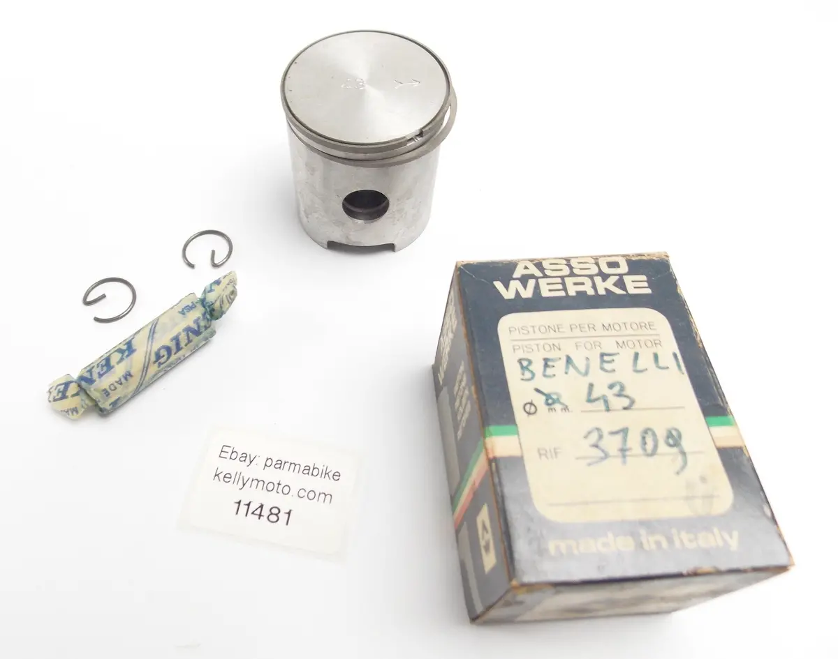 Nos Asso Werke 3709 Piston+Rings+Pin+Clips Set Cpl. D. 43 Mm Benelli Mini Bike 1