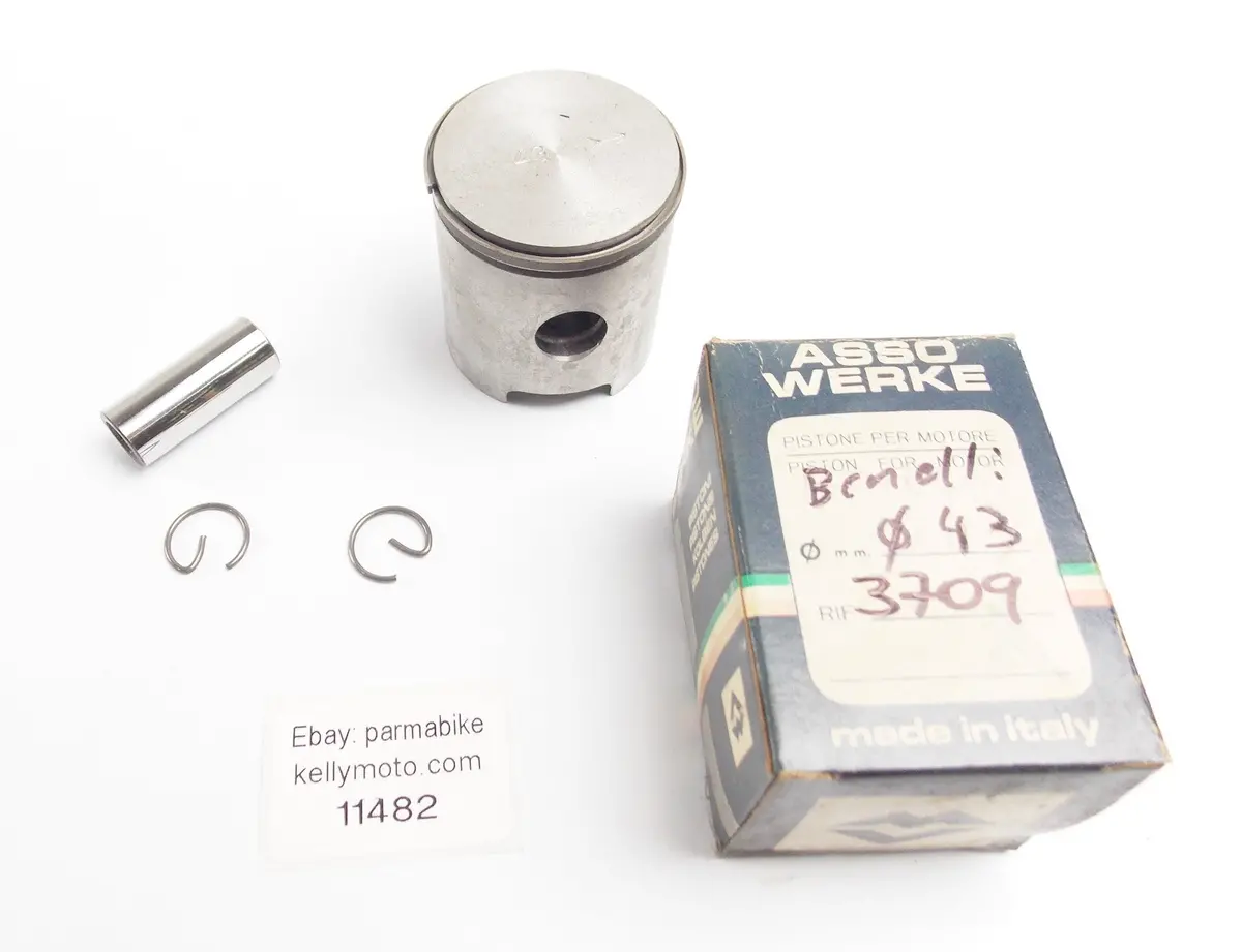 Nos Asso Werke 3709 Piston + Ring + Pin + Clips D=43 Mm Benelli Mini Bike Engine 1