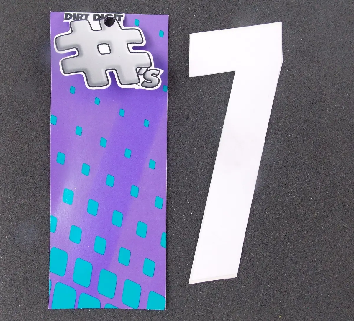 Dirt Digits Front/Side Panel 6" White Numbers Sticker Decal Set "7" Seven 1