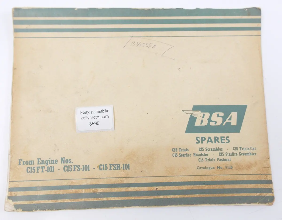 1960'S Bsa Spare Parts Catalog C15-Ft-Fs-Fsr-101 Trials Scrambles Pastoral 5120 1