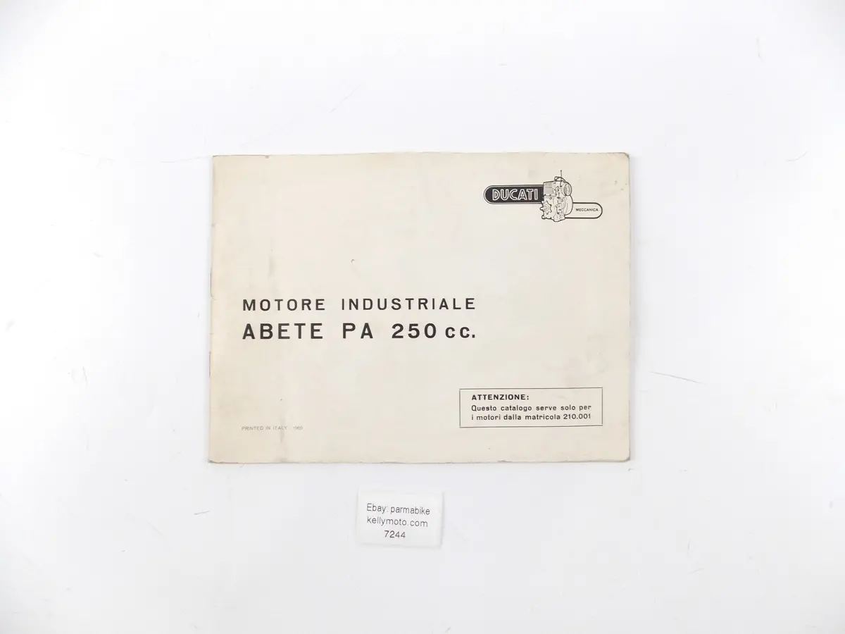Ducati 1969 Industrial Engine Abete Pa 250Cc Spare Parts Catalog Manual Italian 1