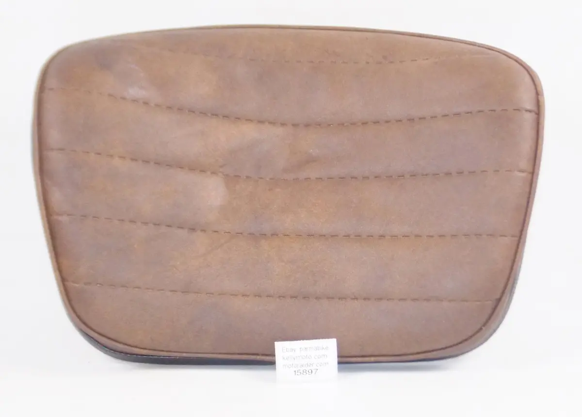 Back Rest Pad Brown Synthetic Leather 9 3/4" X 14" Harley Honda Cruiser Touring 1