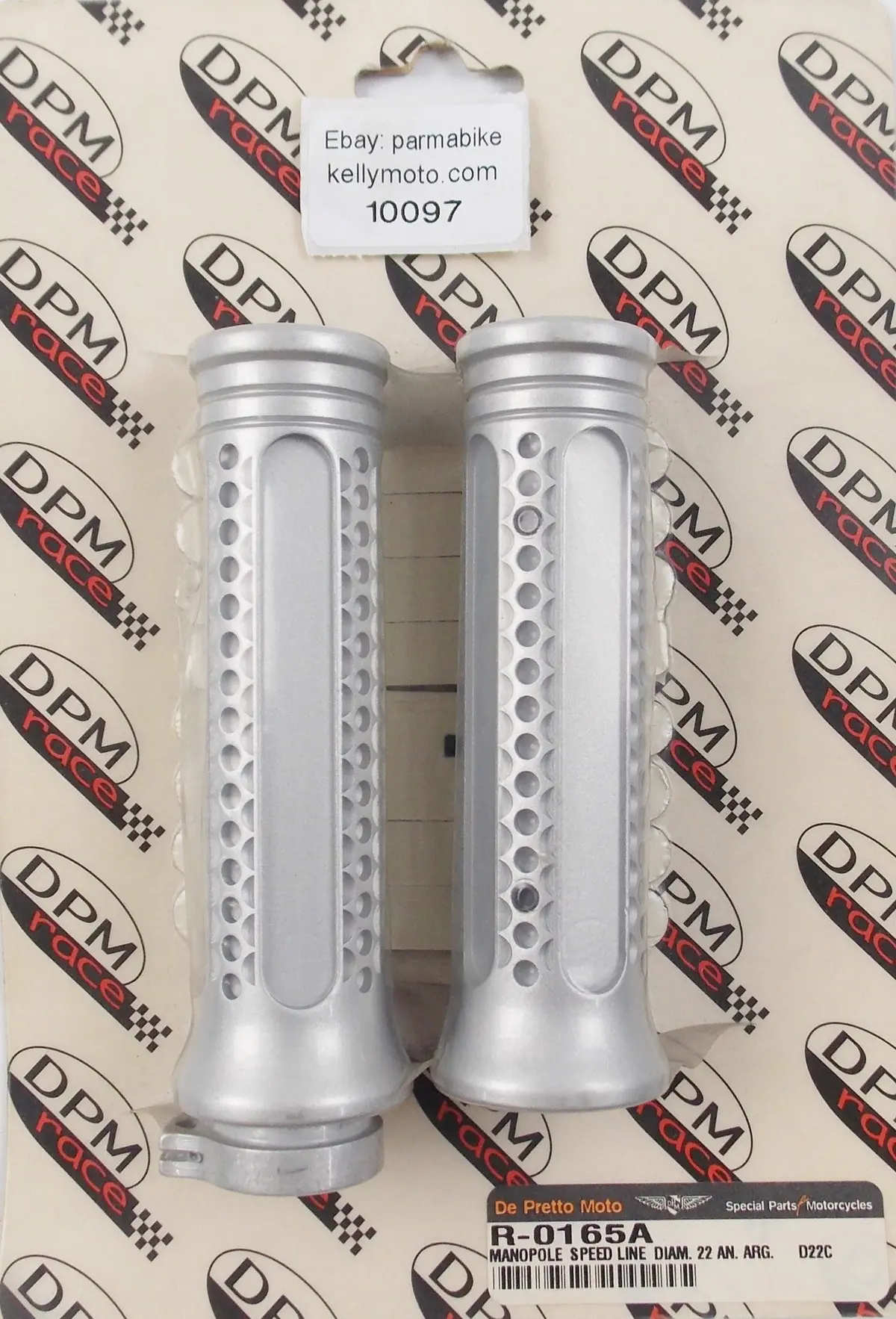 De Pretto Moto Race Honda Sh300 Silver Anodized Aluminum Handlebar Grips R-0165A 1