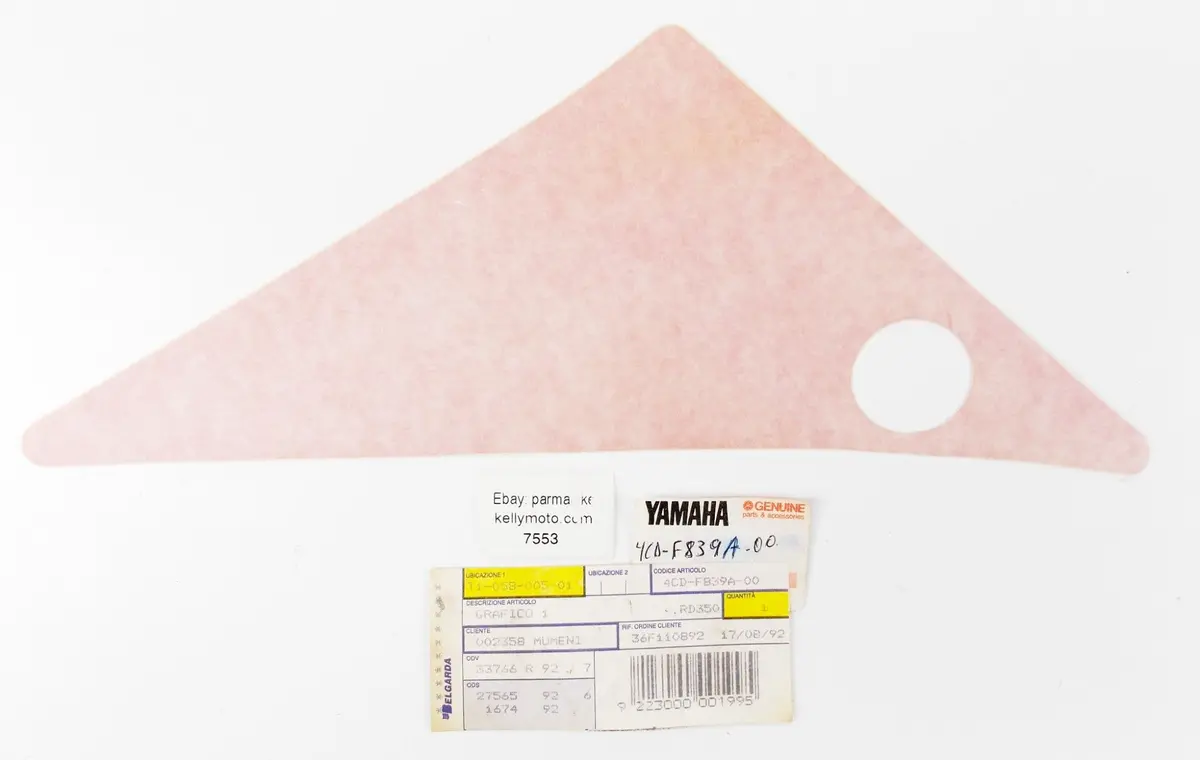 Nos Oem 1991 Yamaha Rd350 Cowling 2 Emblem Sticker Logo 4Cd-F839a-00 1