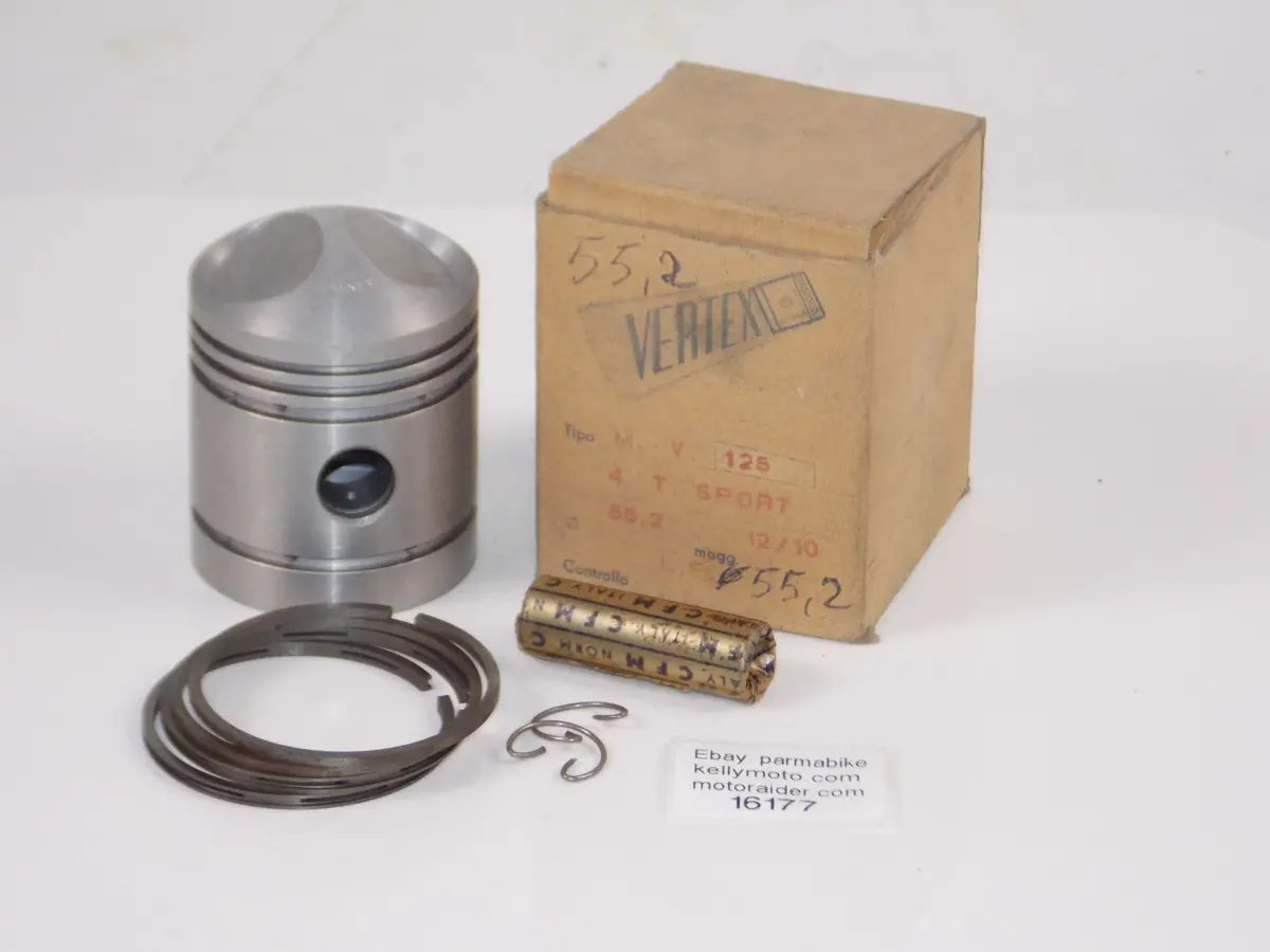 Nos Vertex 184 Piston 55.2Mm Mv 125 Sport 4-Stroke+Circlips+15Mm Pin+Rings 16177 1