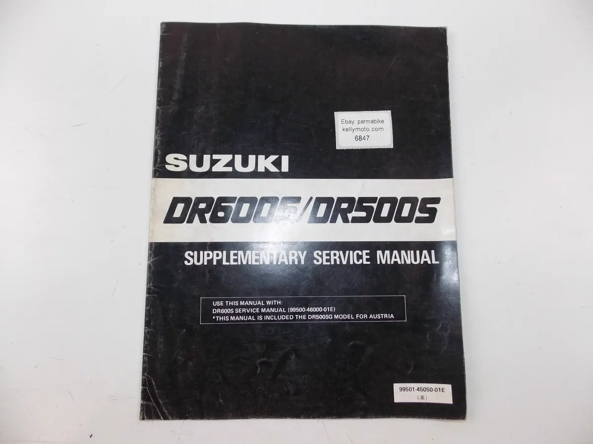 02/1986 Supplementary Service Manual Catalog Book Suzuki Dr600s/Drr500s English 1