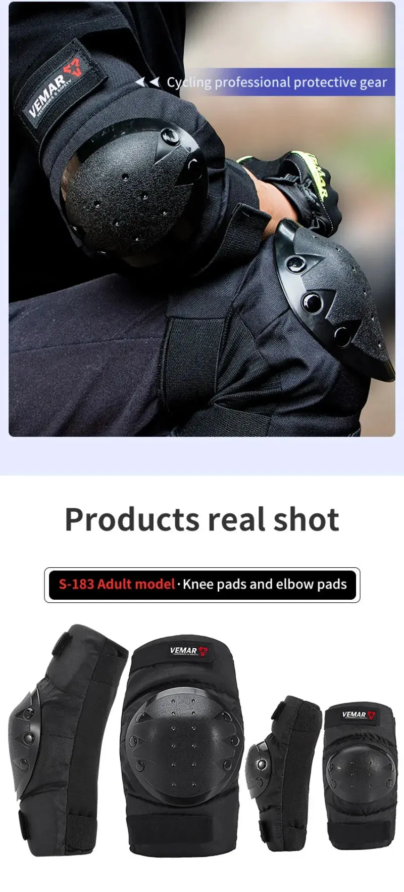 4Pcs/Set Classic And Fashion Vemar S-183 Motocross Protective Gear Anti-Fall Moto Motorcycle Motorcyclist Knee Pads Elbow Pads 2