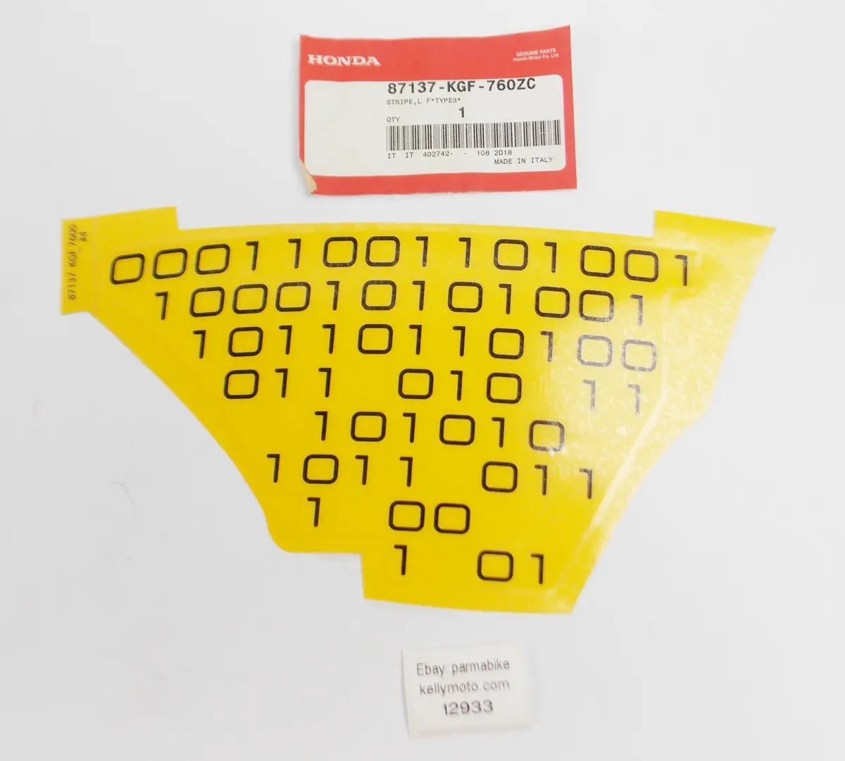 Oem Honda Nes125 2000 Mark/Stripe Decal Lh Ft Lower Cover Type3 87137-Kgf-760Zc 1