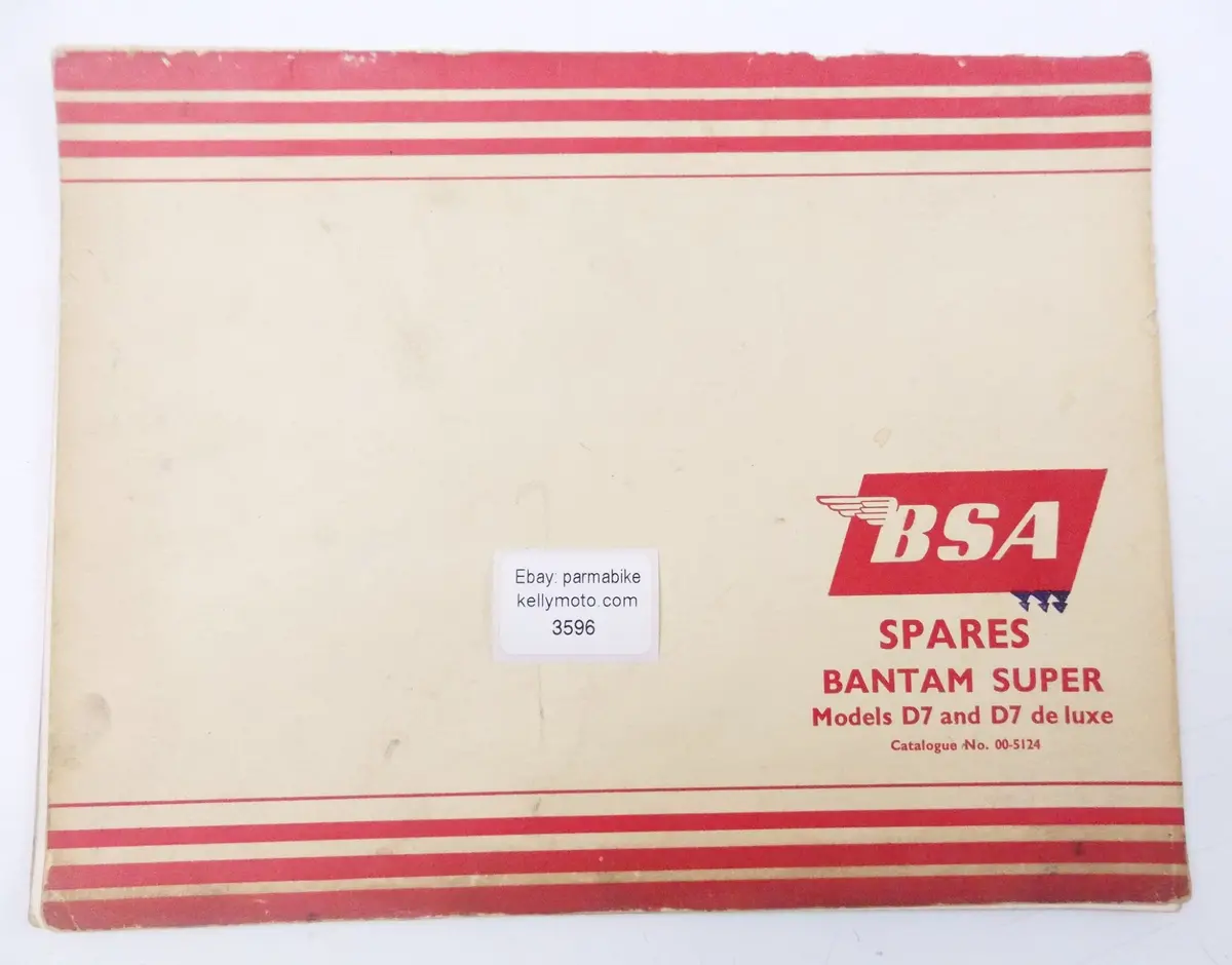 1960'S Bsa Spares Part Catalog Bantam Super Models D7 D7-De Luxe No 00-5124 1