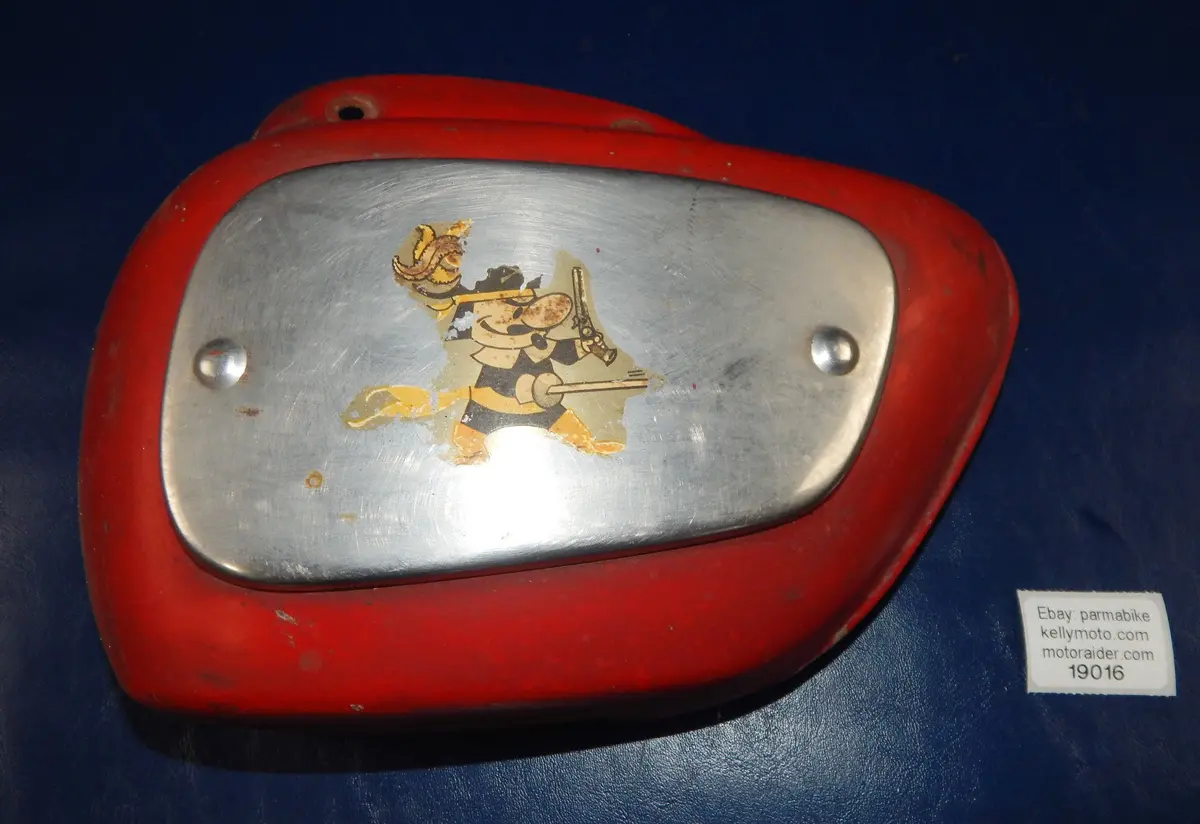 1960'S Morini Corsaro Pirate Left Tool Box Frame Side Cover Red Chrome Vintage 1