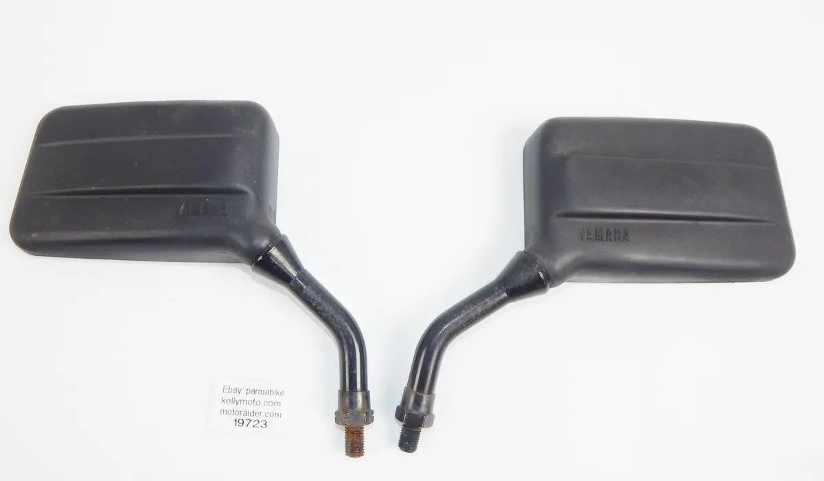 1980'S Yamaha Right Left Rear View Side Mirror Black Vintage Xj Fj Xs Seca 1