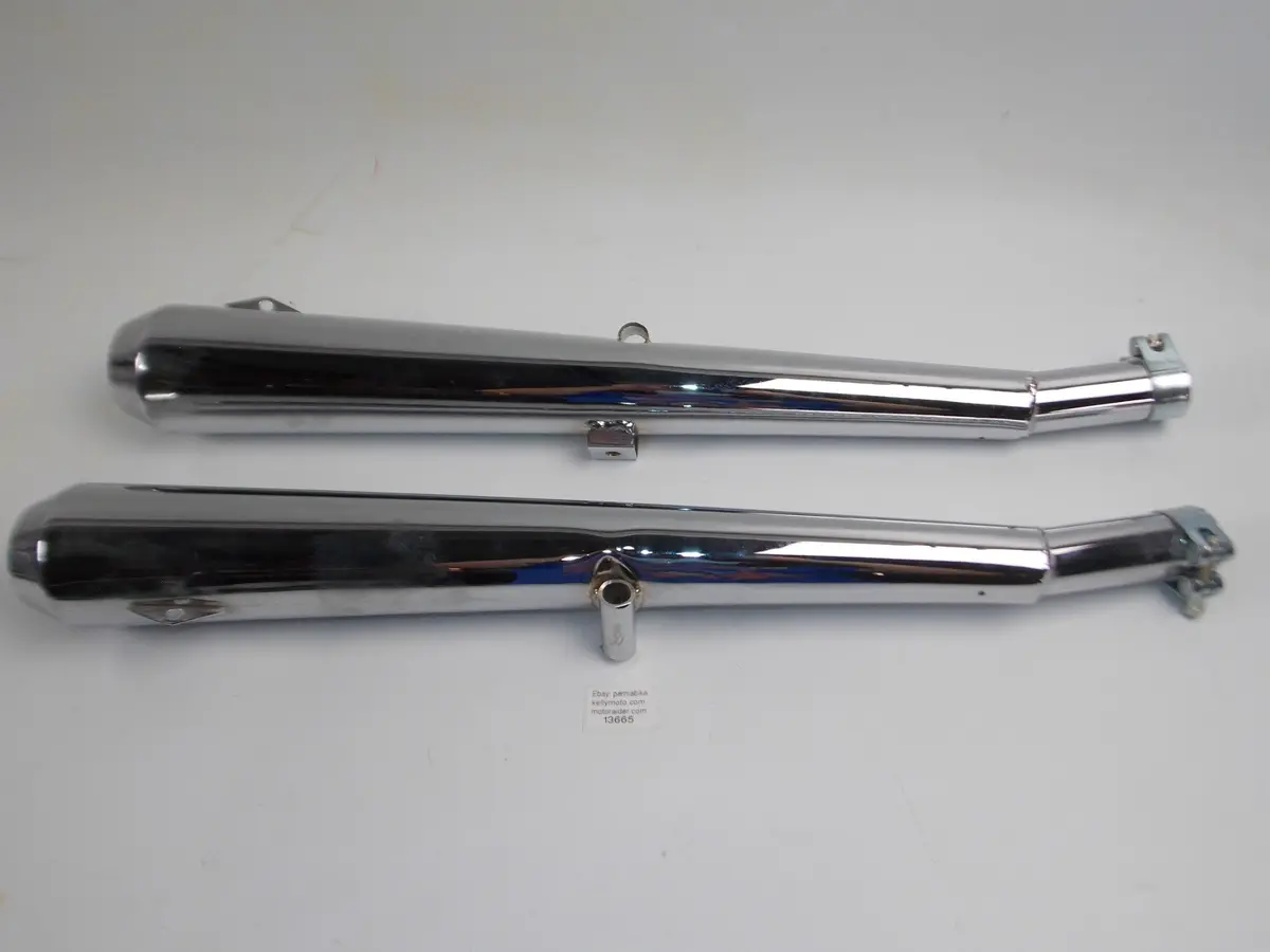 1Pr Busso Decibel Vintage Chrome Exhaust Muffler Pipes Inlet 35Mm Length 680Mm 1