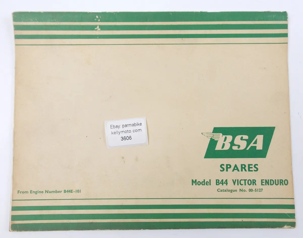 1960'S Bsa Model B44 Victor Enduro Replacement Parts List Book Manual No.00-5127 1