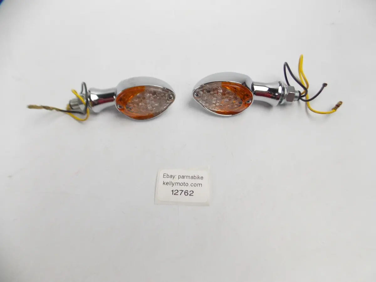 Chromed Rh Lh Turn Signal Indicator Front Rear Blinker Amber/Clear Honda Yamaha 1