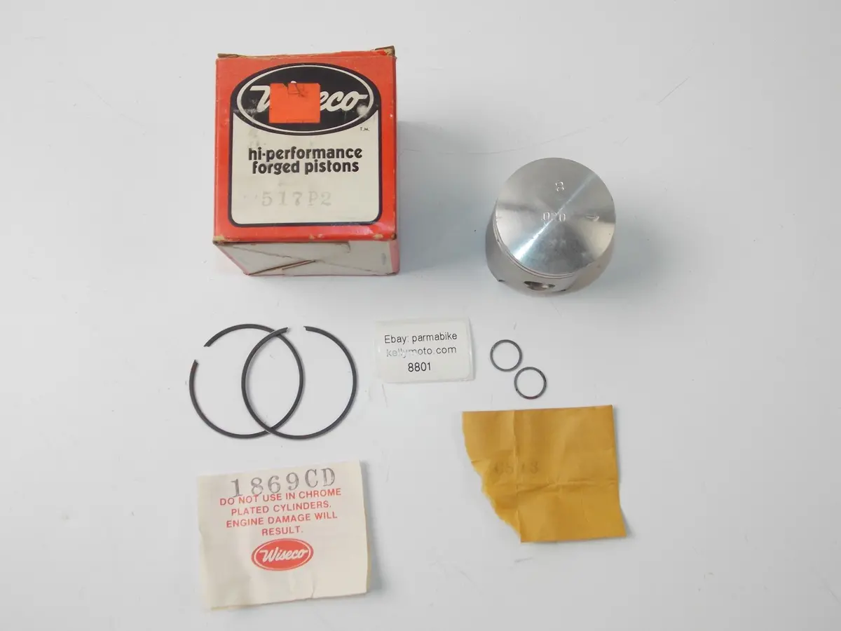 Nos Wiseco Piston Os=020 517P2 + Rings 1869Cd + Clips 1985 Honda Cr 80 1