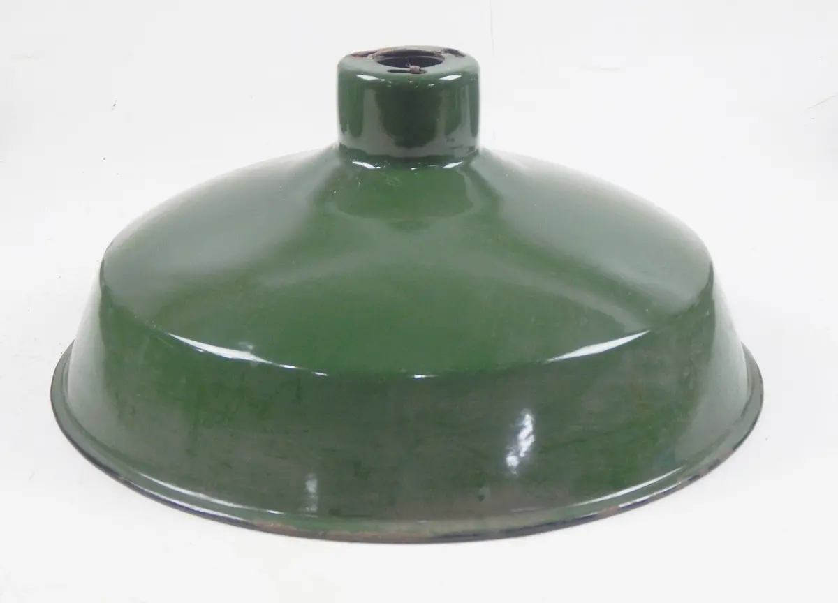 Vintage Metal Shop Light Shades Green Porcelain Enamel D=14" Garage Industrial A 1