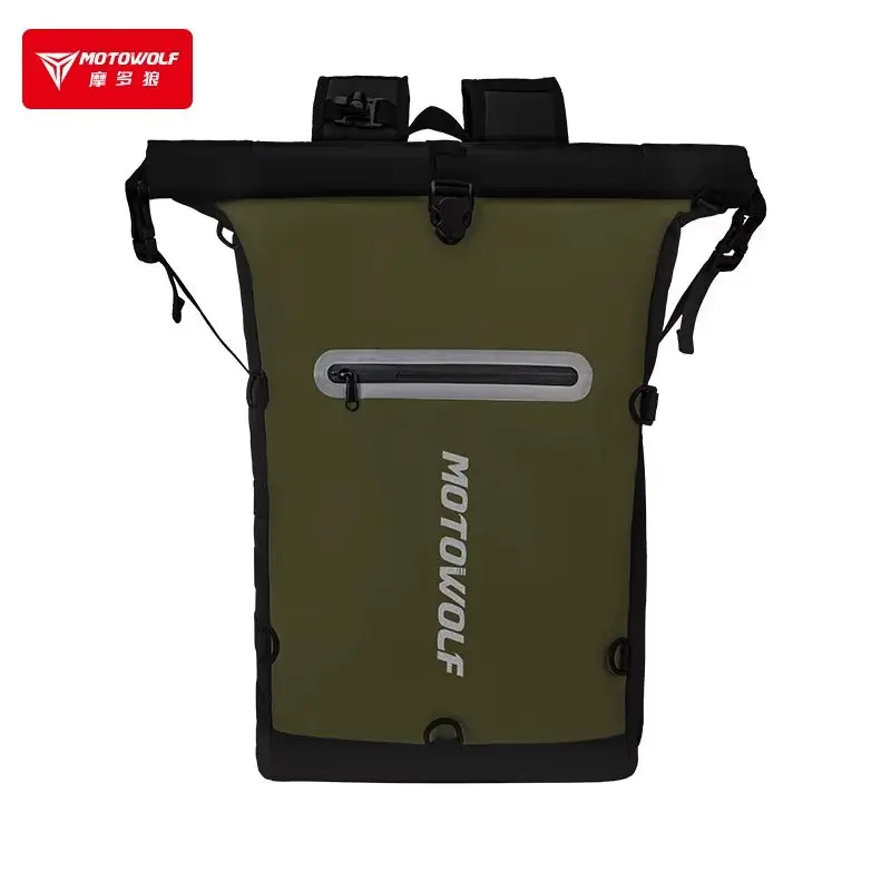 Motowolf Mb3 Waterproof Backpack With Net Bag Drinking Straw Water Storage Bag (Army Green) 1