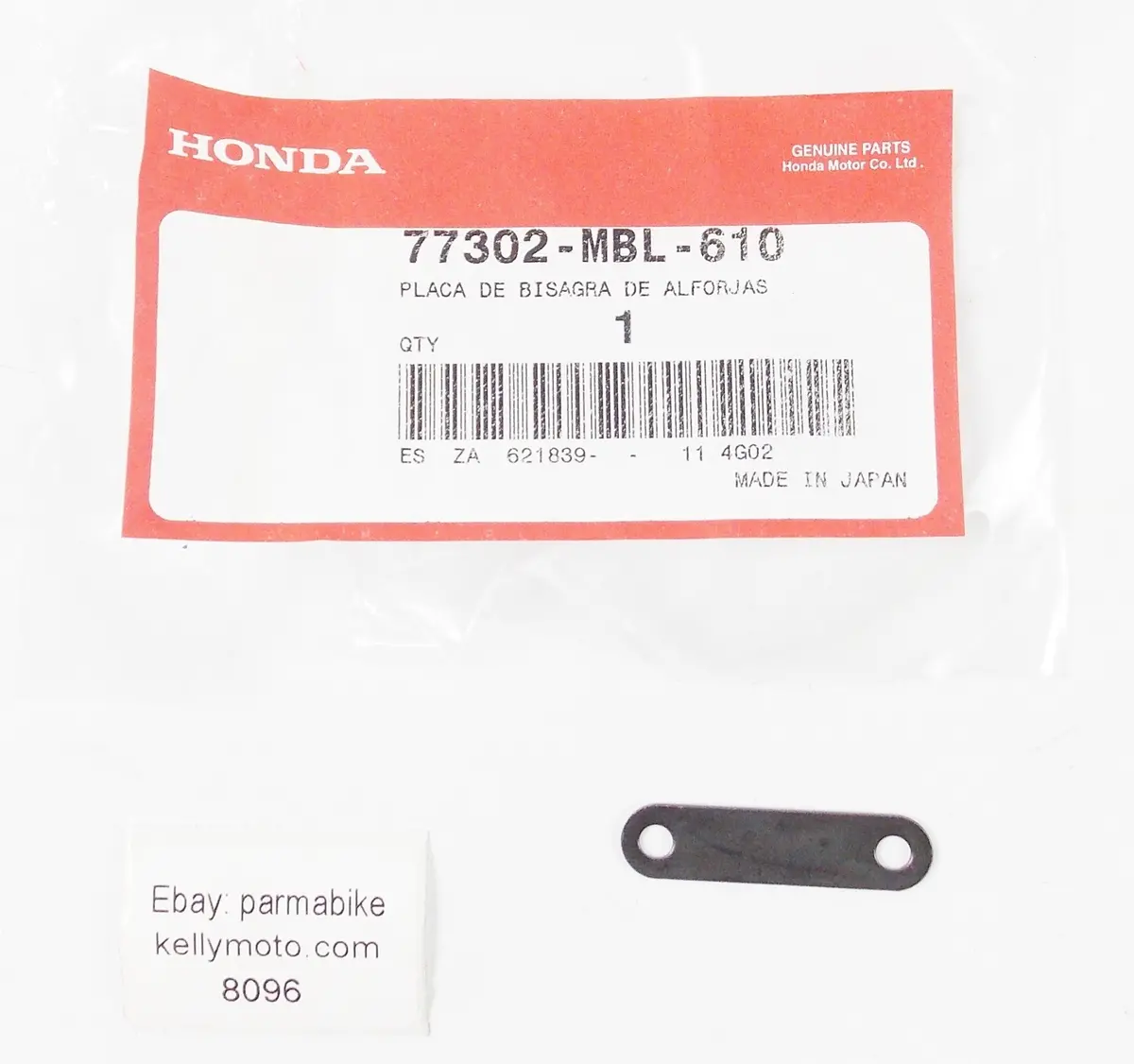 Nos Oem Honda 1998-2001 Nt650 Plate Saddlebag Hinge 77302-Mbl-610 1