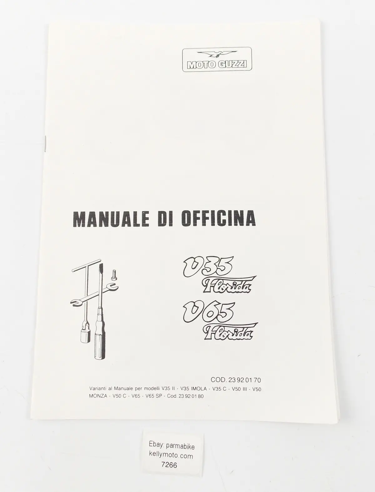 Moto Guzzi V35 Florida/V65 Florida Workshop Manual 23 92 01 70 1