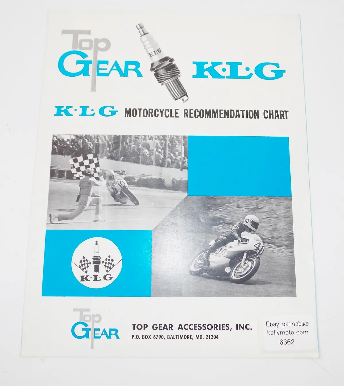 Top Gear K.L.G Spark Plugs Motorcycle Recommendation Chart Accessories Catalog 1