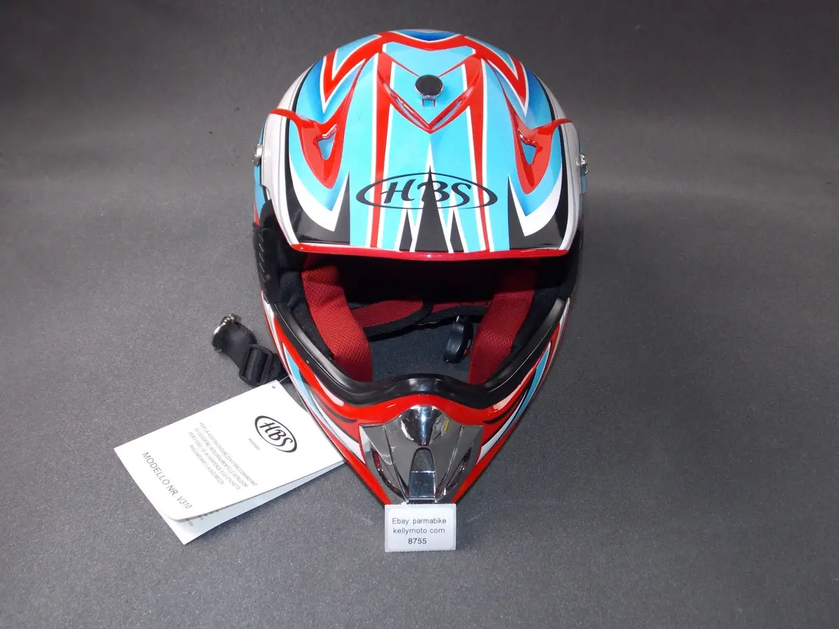 Hbs Enduro Motocross Motorcycle Turquoise Red Helmet Size M 51-52 Model Nr. V310 1