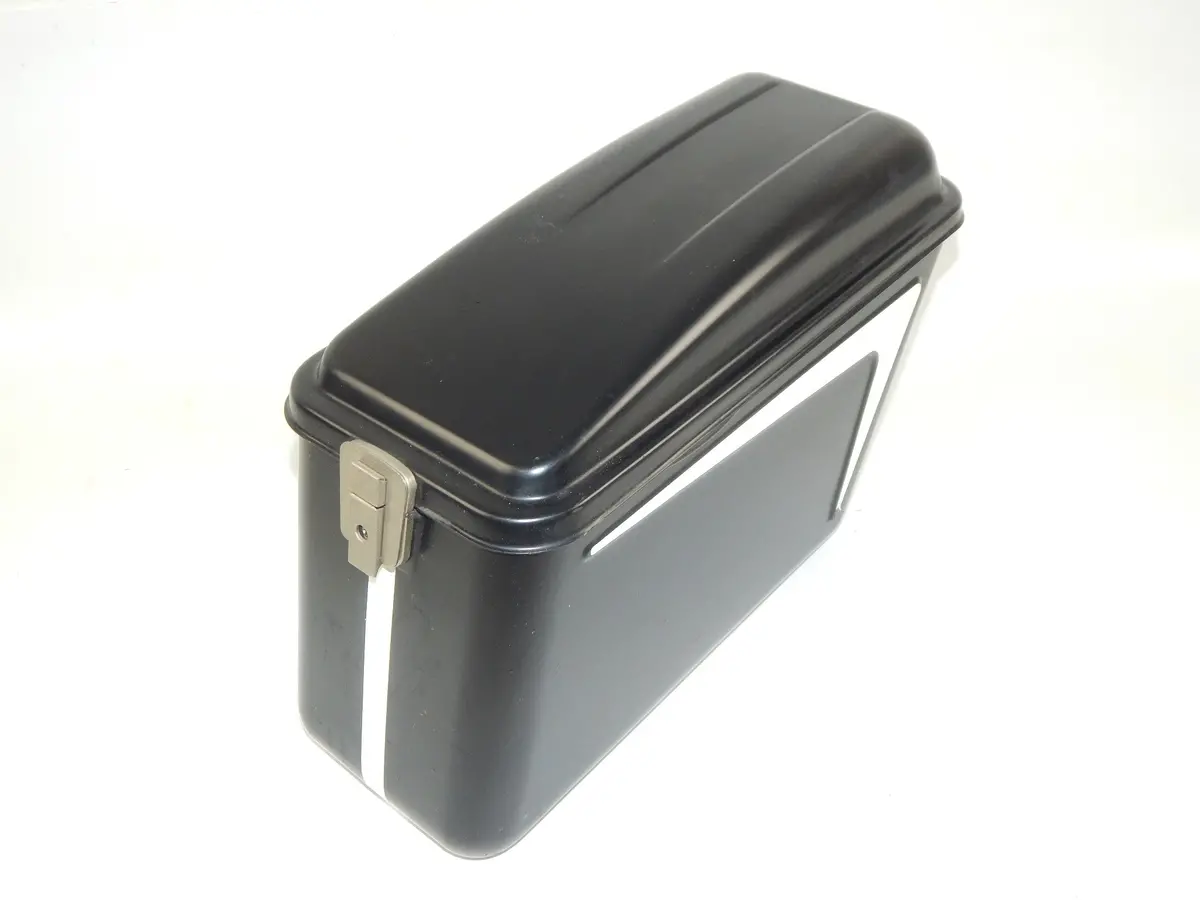 Universal Motorcycle Left Metal Luggage Case Black Vintage Ducati Triumph Guzzi 2