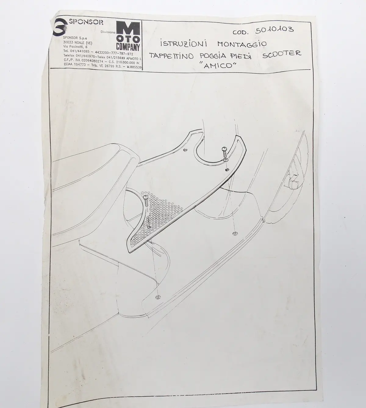 Moto Co. Floor Rubber Foot Pad Mat Aprilia Scooter Amico 5010103 2