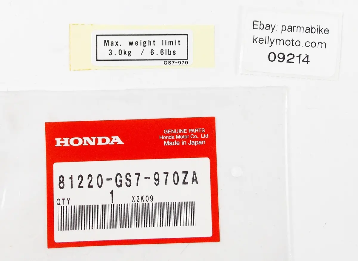 Max Weight 2005/06/10 Honda Nhx110 Sh150 Ps250 Rr Carrier Label 81220-Gs7-970Za 1