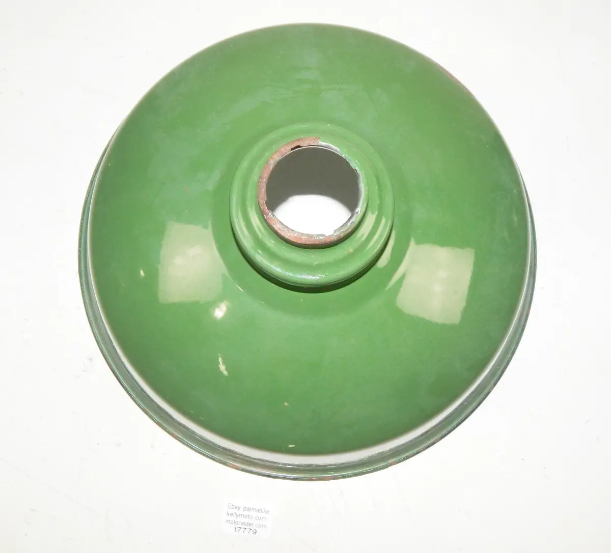 Vintage Metal Shop Light Shades Green Porcelain Enamel D=14" Garage Industrial C 2