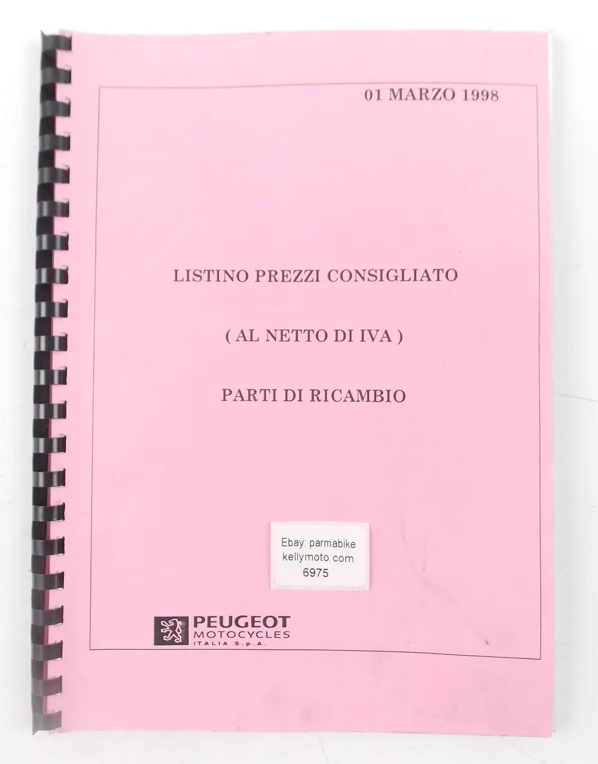 1998 Peugeot Motorcycle Scooter Spare Parts Recommended Price List Book Manual 1